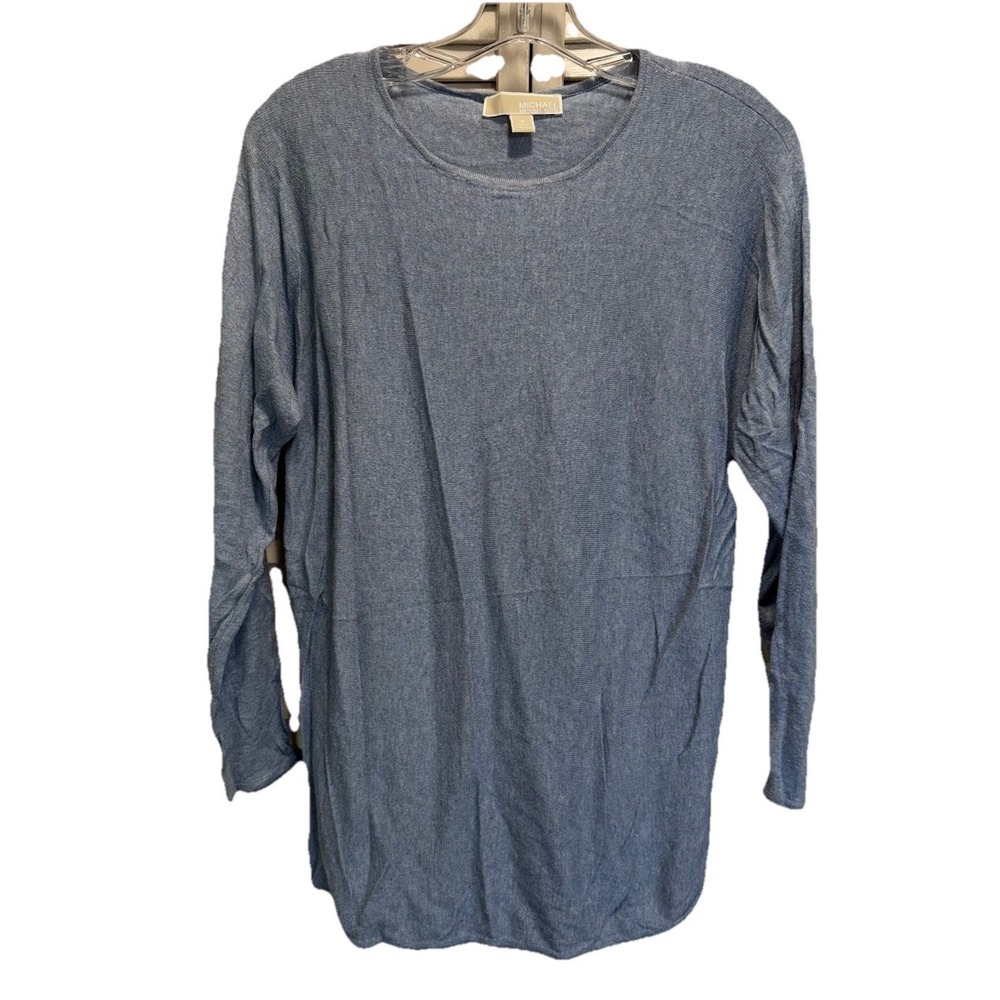 Michael Kors Knit Tunic Sweater Long Sleeve Size M Round Neck Blue
